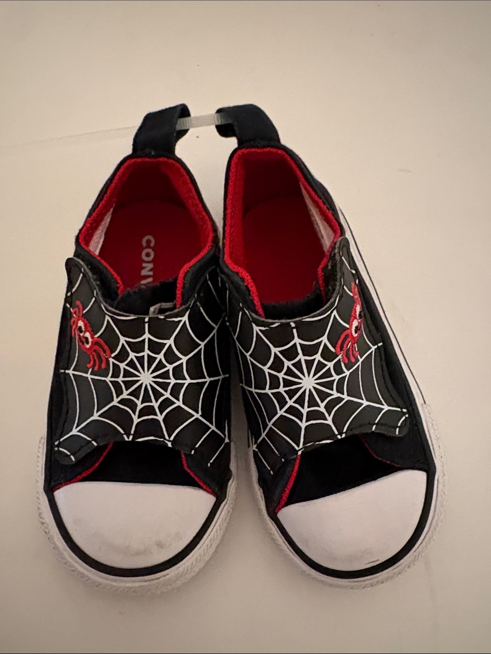 Converse Kids Black & Red Spiderweb Slip-On Sneakers
